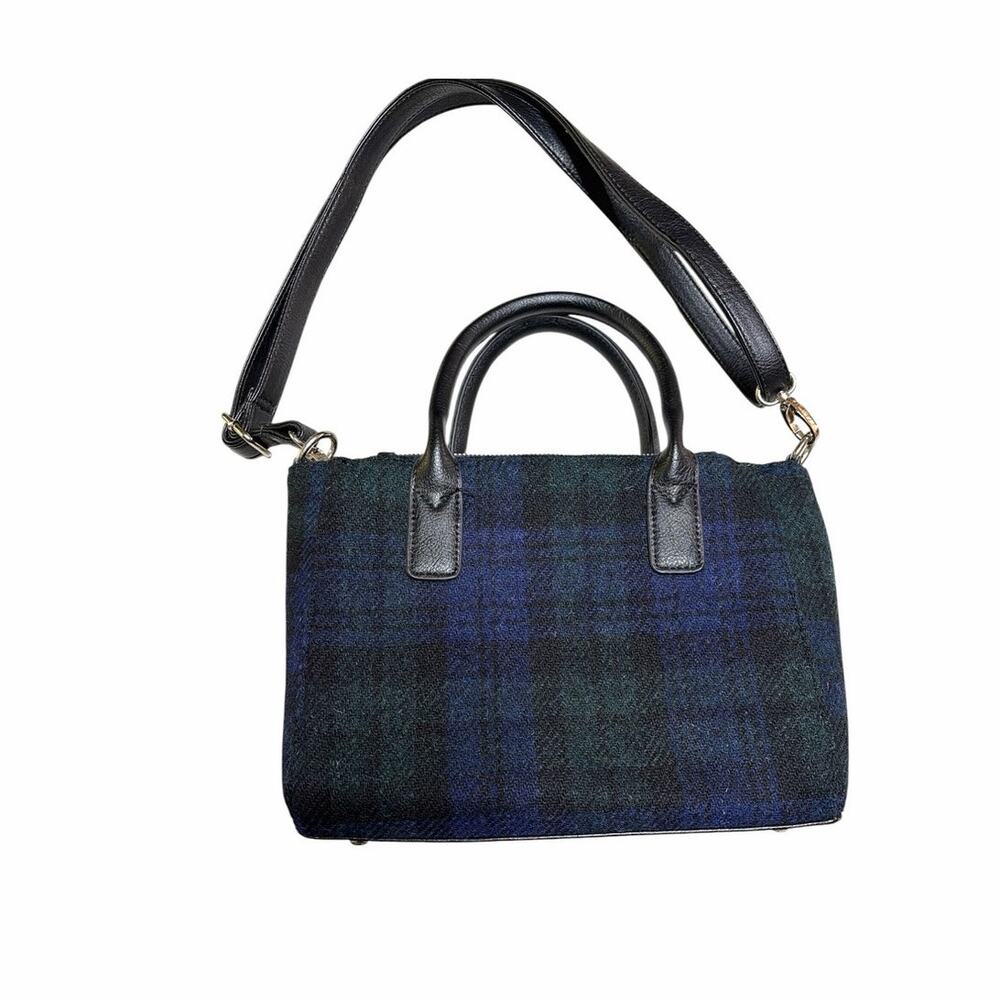 Harris Tweed Glen Appin Black Watch Plaid Brora Small Tote Bag Shoulder Strap - Picture 16 of 16